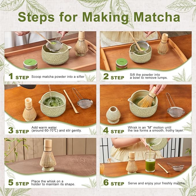 5Pcs Matcha Whisk Set, 18OZ Bowl - Image 5