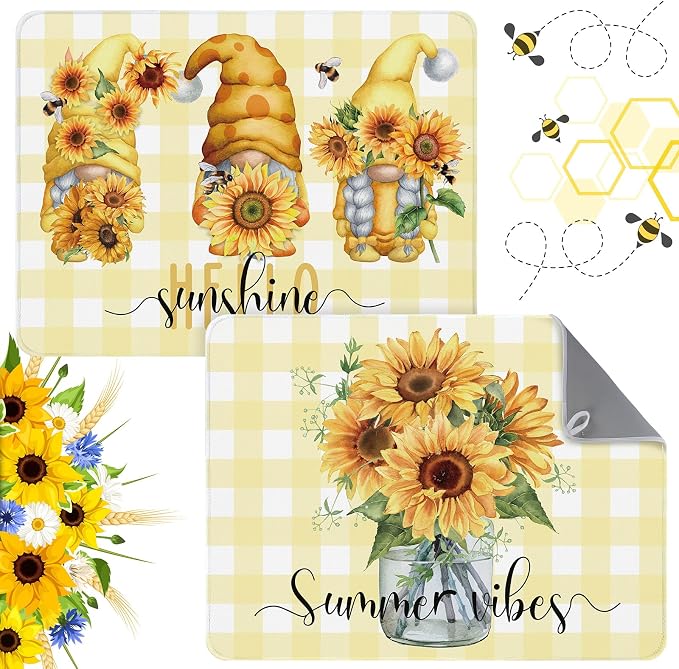 SiliFine 2 Pcs Sunflower Dish Drying Mat by SiliFine