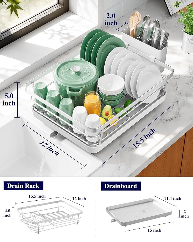Kitsure Dish Drying Rack for Kitchen Counter, Stainless Steel Sink Organization - Image 2
