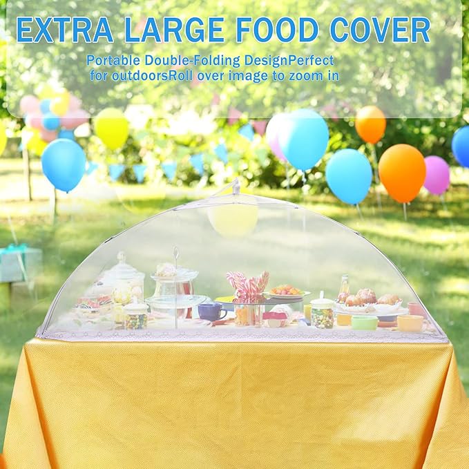 JULBEAR 4 Pcs Extra Large Mesh Food Cover Tent Umbrella Food Screen Covers - Image 6