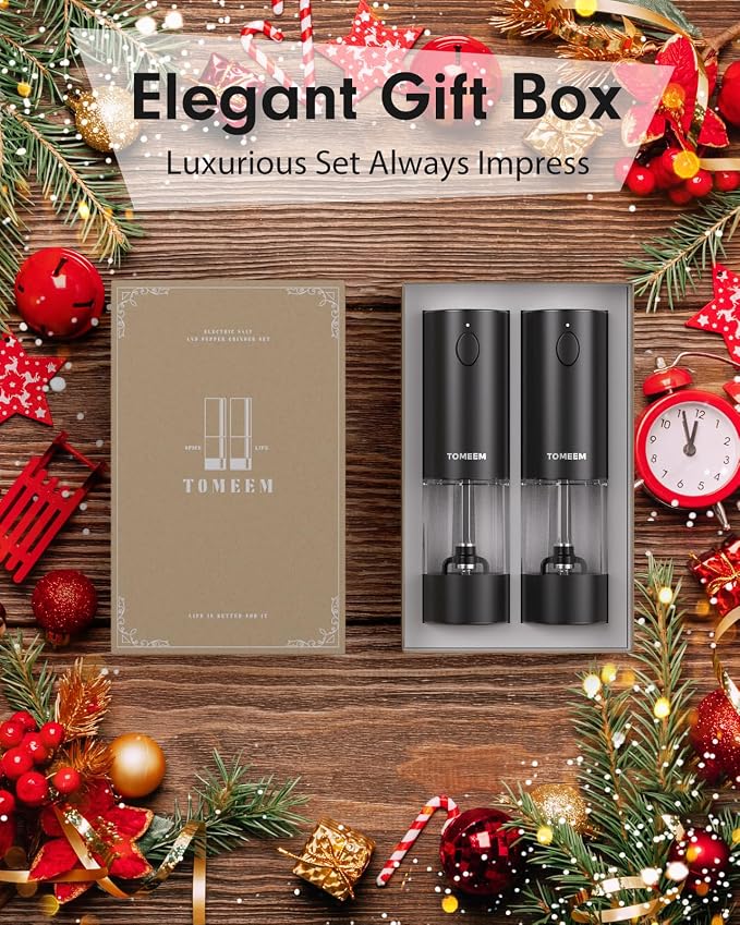 TOMEEM Upgraded Larger Capacity Electric Salt and Pepper Grinder Set - Image 9