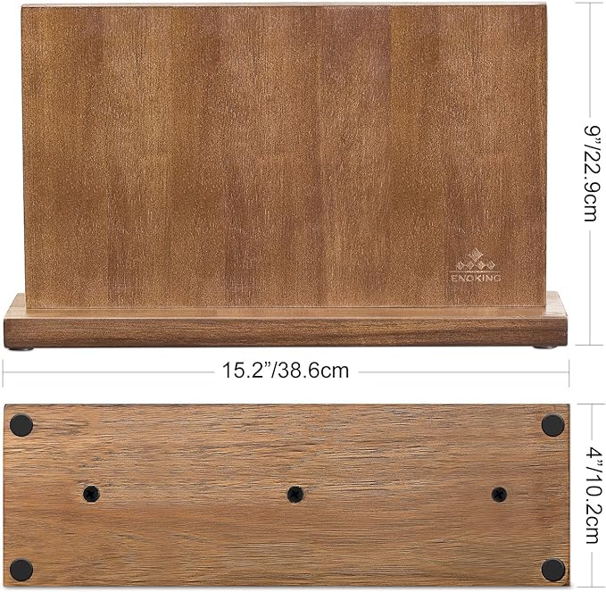 ENOKING Extra Large Magnetic Knife Block, 15.2-In Acacia Wood Knife Holder - Image 5