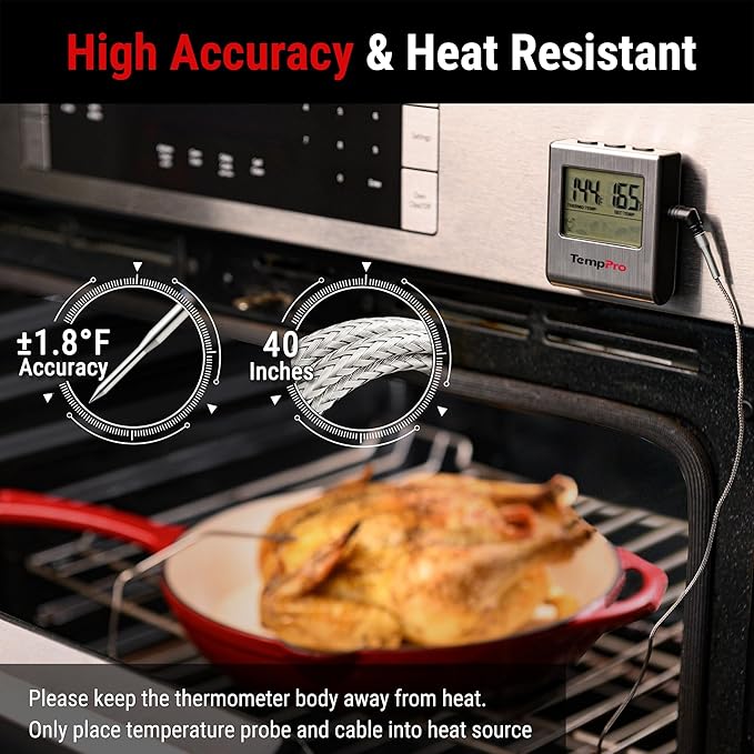 TempPro TP16 Large LCD Digital Cooking Food Meat Thermometer - Image 2