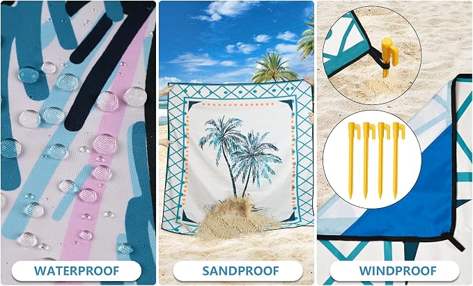 HIHOHO Beach Blanket Waterproof Sandproof Extra Large Beach Mat 79" X - Image 6