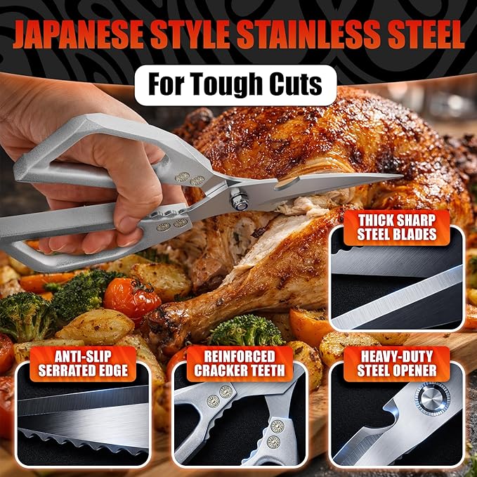 Poultry Shears Heavy Duty Set of 2 – 3Cr13 Stainless Steel | Style of Japanese - Image 4