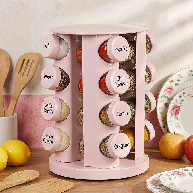 Yungyan Pink Rotating Spice Rack Seasoning Organizer by Yungyan