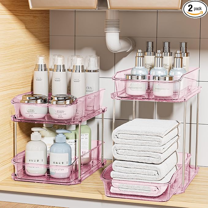 Delamu 2-Tier Under Sink Organizers and Storage, Pull Out Kitchen Pantry by DELAMU