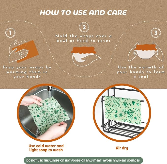 Akeeko Reusable Beeswax Food Wraps - Image 6