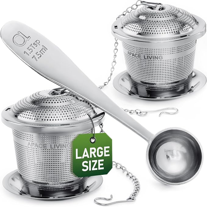 Tea Infuser Set of 2 with Tea Scoop & Drip Trays by ApaceLiving