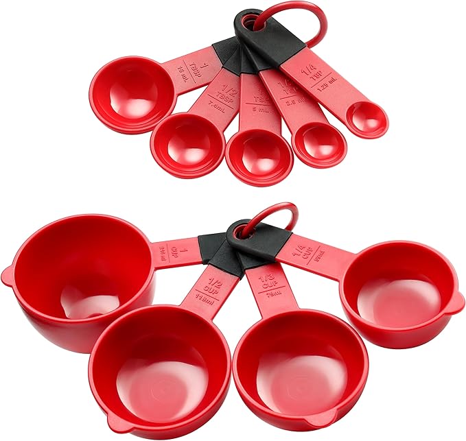 Spring Chef Red Magnetic Measuring Cups and Spoons Set of 9, Stackable Plastic by SpringChef