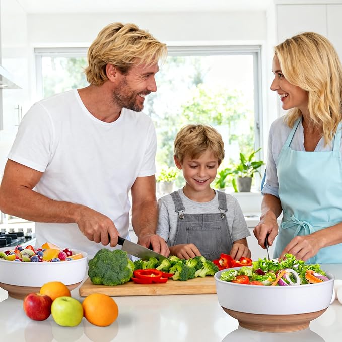 AmorArc 9.8’’ Extra Large Ceramic Salad Bowls, 90 OZ Serving Bowls Set of 2 - Image 5