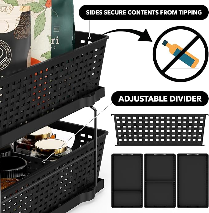 Simple Houseware 2 Tier Bathroom Organizer Tray Pull-Out Sliding Drawer - Image 4