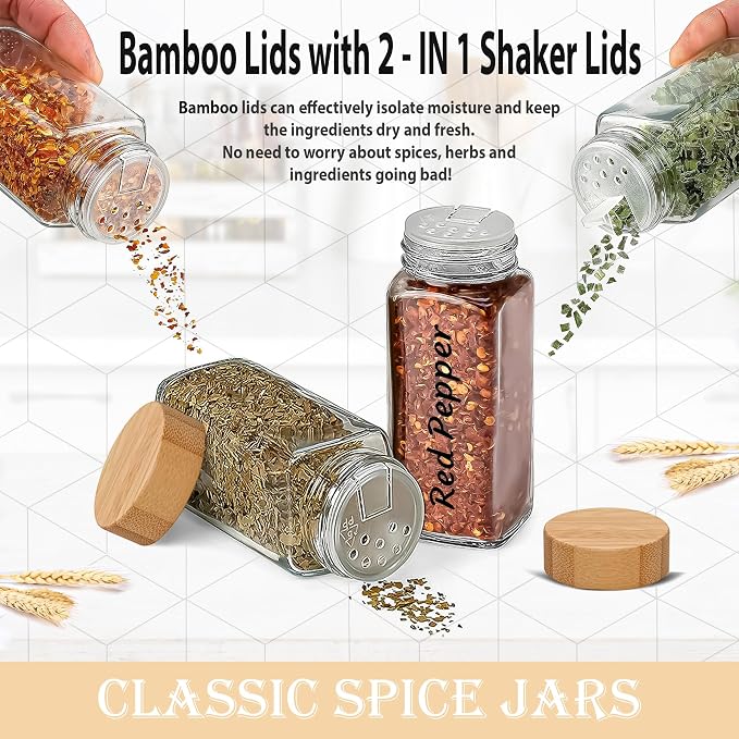 Glass Spice Jars with Bamboo Airtight Lids - Image 5