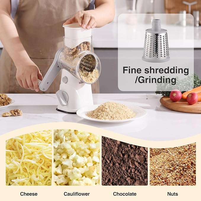 Rotary Cheese Grater Hand Crank, Kitchen Mandolin Vegetable Cheese Shredder - Image 5