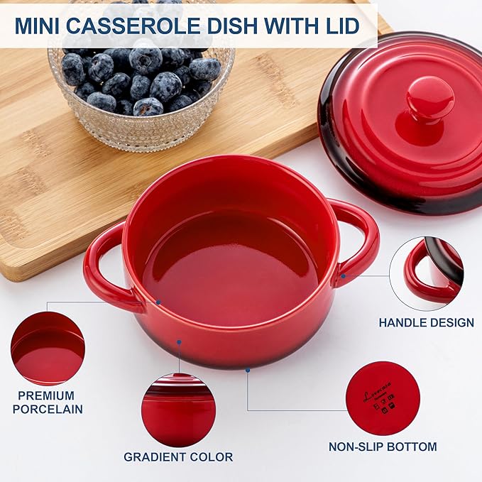 LOVECASA Mini Cocotte Set, 12 OZ Small Casserole Dishes - Image 7