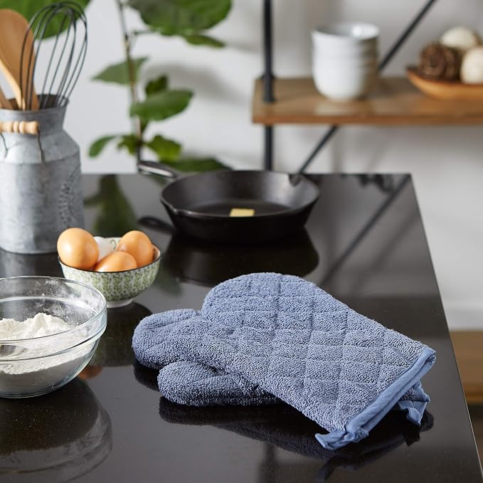 DII Basic Terry Collection 100% Cotton Quilted, Oven Mitt, Stonewash Blue - Image 5