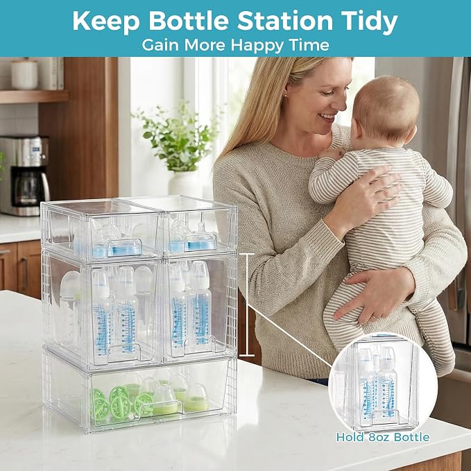 Vtopmart 6 Pack Clear Stackable Storage Drawers, Plastic Drawers - Image 3