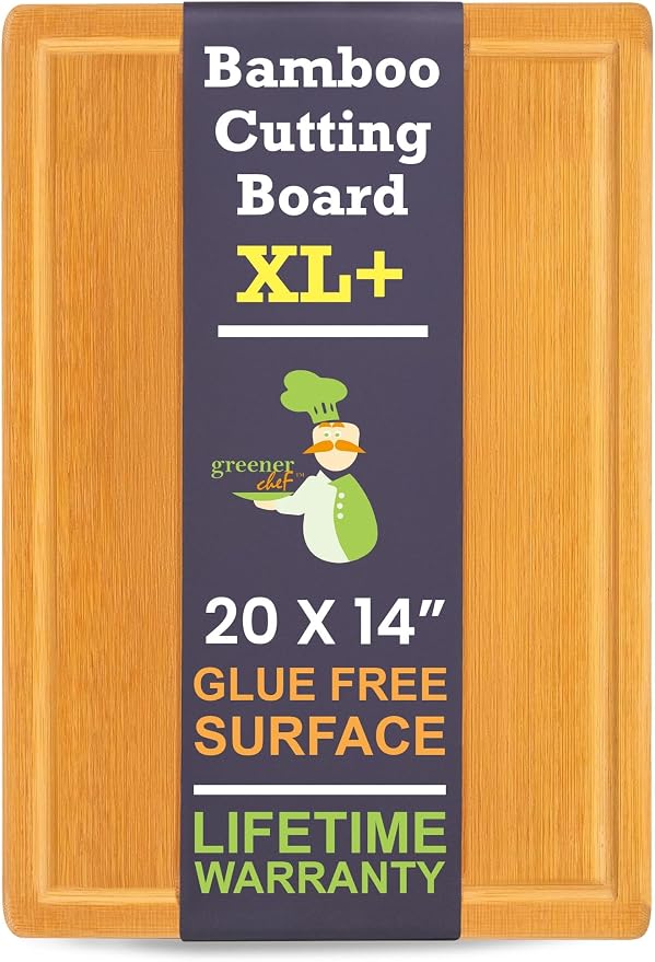 20 Inch Bamboo Wood Cutting Board Featuring Super-Sized Glue-Free Surface™ – - Image 9