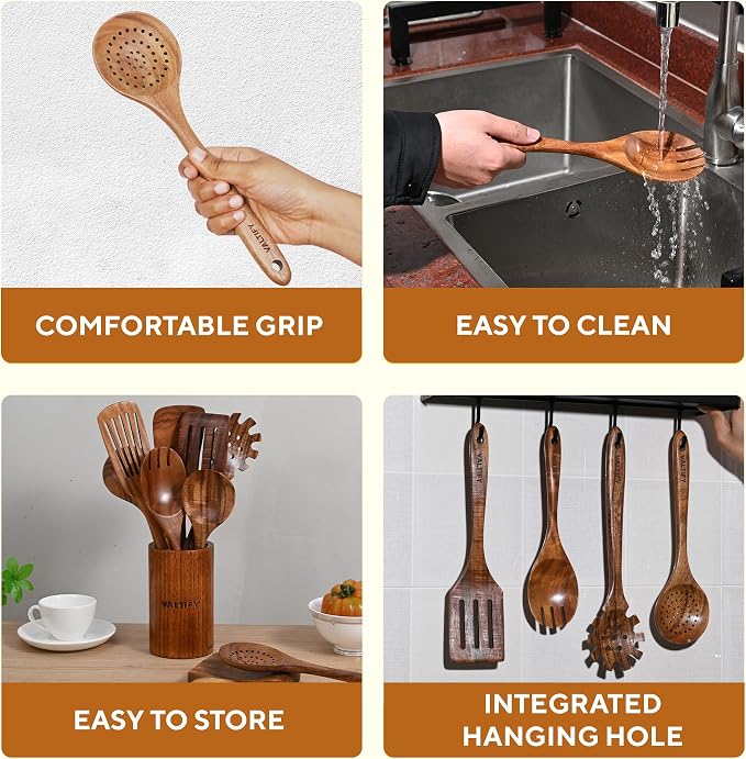Kitchen Utensil Set | 17-Piece Wooden Cooking Utensils - Image 6