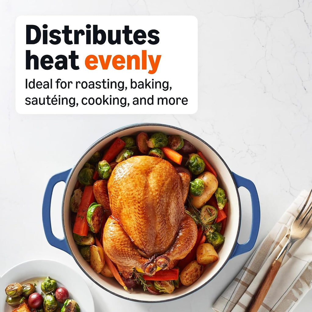 Amazon Basics Enameled Cast Iron Dutch Oven Pot With Lid, 7.3-Quart