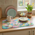 Pastel Rainbow Easter Dish Drying Mat: 12’’x20’’ Easter Smiling Bunny & by EazziSwitch