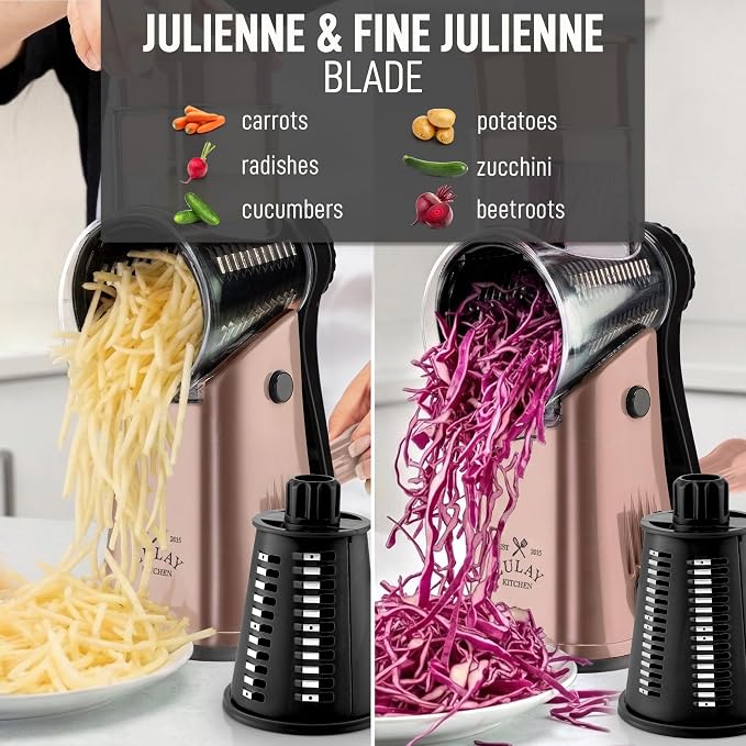 Zulay Kitchen Rotary Cheese Grater 5 Blade Cheese Shredder - Image 6