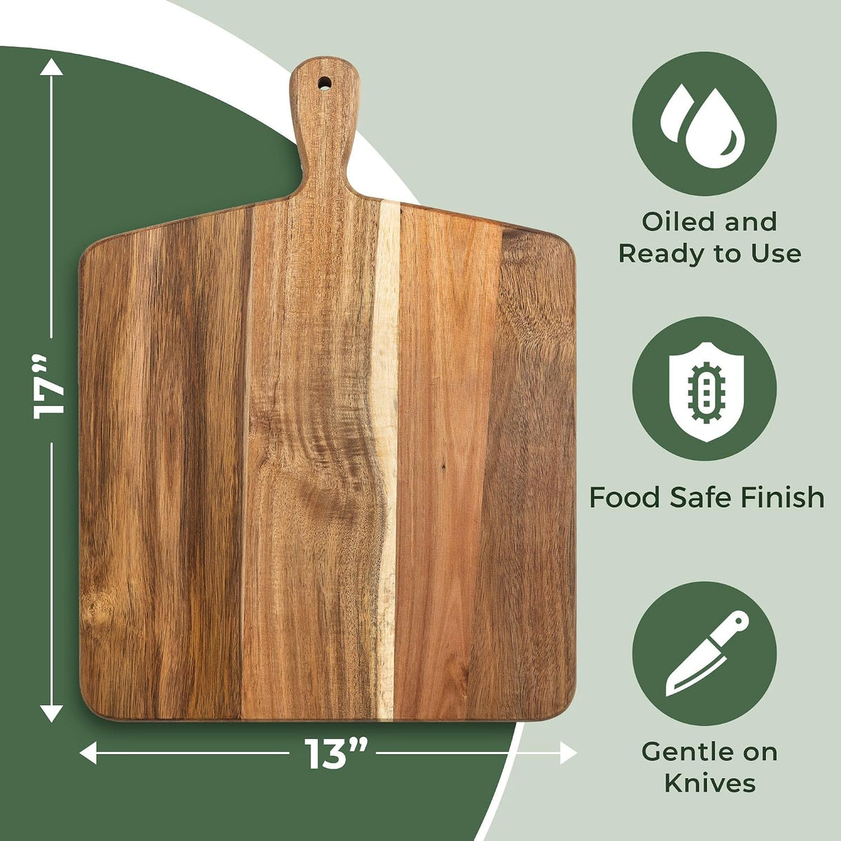 Acacia Wood Cutting Board and Chopping Board with Handle for Meat