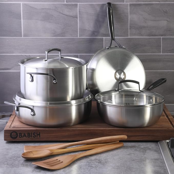 Babish 10-Piece Professional Tri-Ply Non-Toxic Pots and Pans Cookware Set – - Image 2