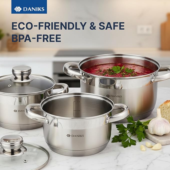 Daniks Standard 9-Piece Stainless Steel Cookware Set - Image 10