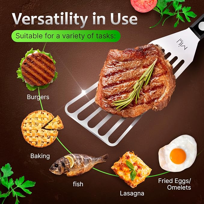 MIU Fish Spatula Stainless Steel, Polished Metal, Corrosion Resistant, Kitchen - Image 2