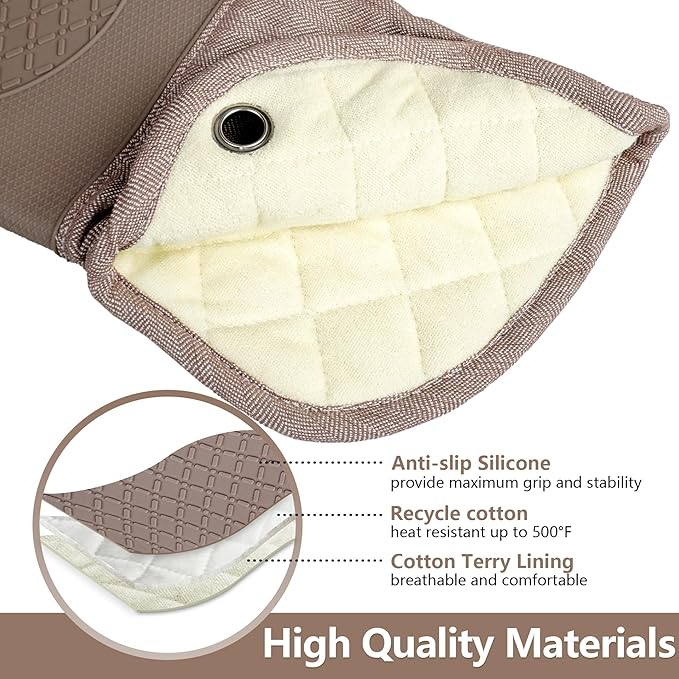 Professional Microwave Silicone Oven Mitts one Pair, Kitchen Mitten Set - Image 3