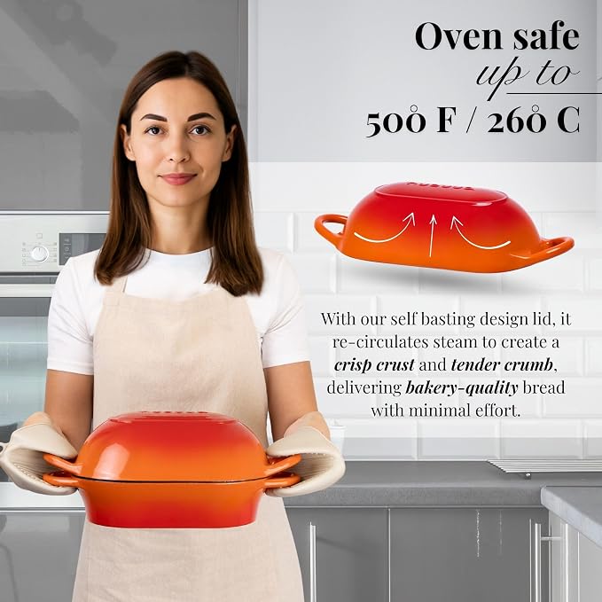 Dutch Oven For Sourdough Bread Baking – Enamelled Cast Iron Bread Loaf Pot – - Image 4