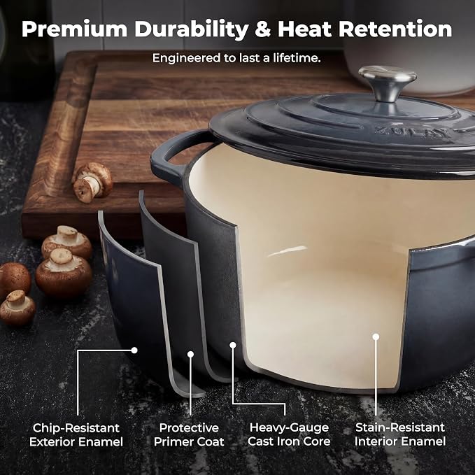 Zulay Kitchen 7.7 Quart Enameled Cast Iron Dutch Oven Pot - Image 5