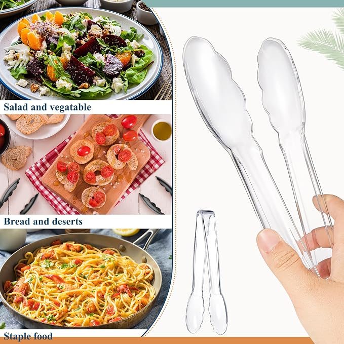 Tessco for you 100 Pcs Plastic Tongs for Serving Bulk, 9 Inch Plastic - Image 4