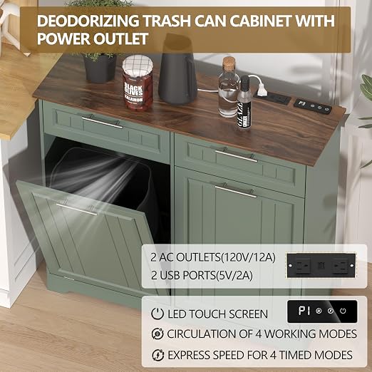 Double 10 Gallon Tilt Out Trash Can Cabinet - Image 3
