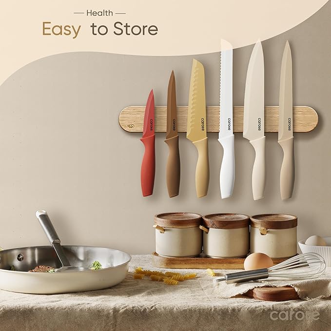 CAROTE Knife Set, 12 Pieces Kitchen Knife Set, 6 Stainless Steel Knives - Image 2