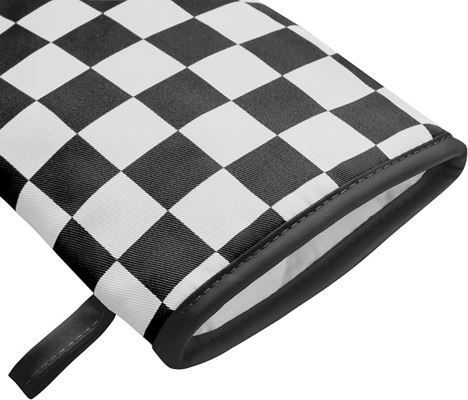 Ohocut Checkered Mini Oven Mitts Heat Resistant, Vintage Retro Black and White - Image 7