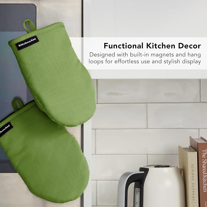 KITCHENAID Gourmet Series Gridlines Mini Oven Mitts 2-Pack Set, Heat Resistant - Image 6