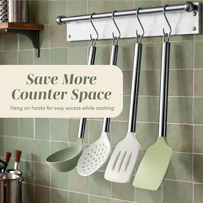 COOK WITH COLOR Silicone Cooking Utensils, Kitchen Utensil Set, Cooking Utensils - Image 4