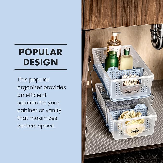 madesmart Two-Tier Bathroom Cabinet Organizer, Sliding Drawer Storage - Image 6