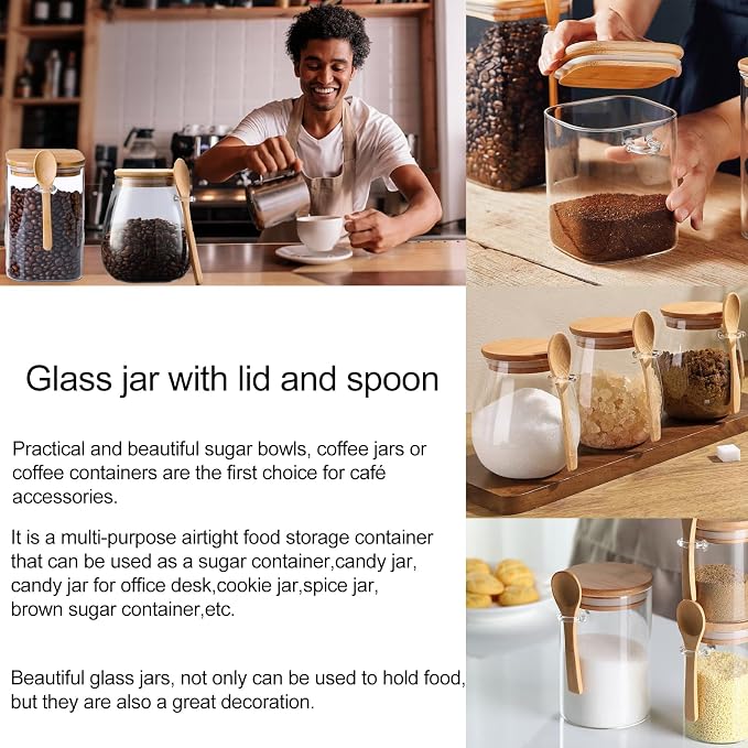 CNWSGEM Sugar Bowls Sugar Container 25.36 FL OZ Glass Coffee Canister Airtight - Image 3