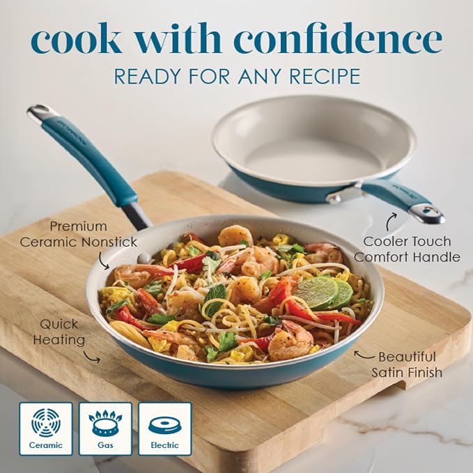 Rachael Ray Cucina Ceramic Nonstick Frying Pans/Skillet Set, Dishwasher Safe - Image 7