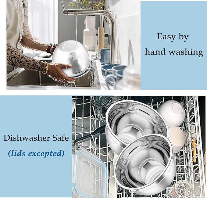 TeamFar Mixing Bowls, Stainless Steel Nesting Salad Bowls - Image 5