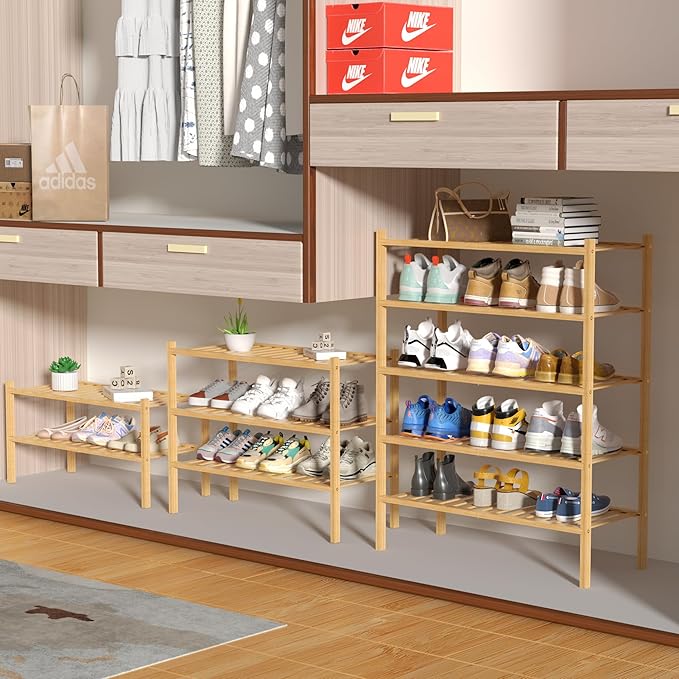 ROMGUAR CRAFT 5 Tier Bamboo Shoe Rack - Image 4