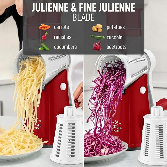 Zulay Kitchen Rotary Cheese Grater 5 Blade Cheese Shredder - Image 6