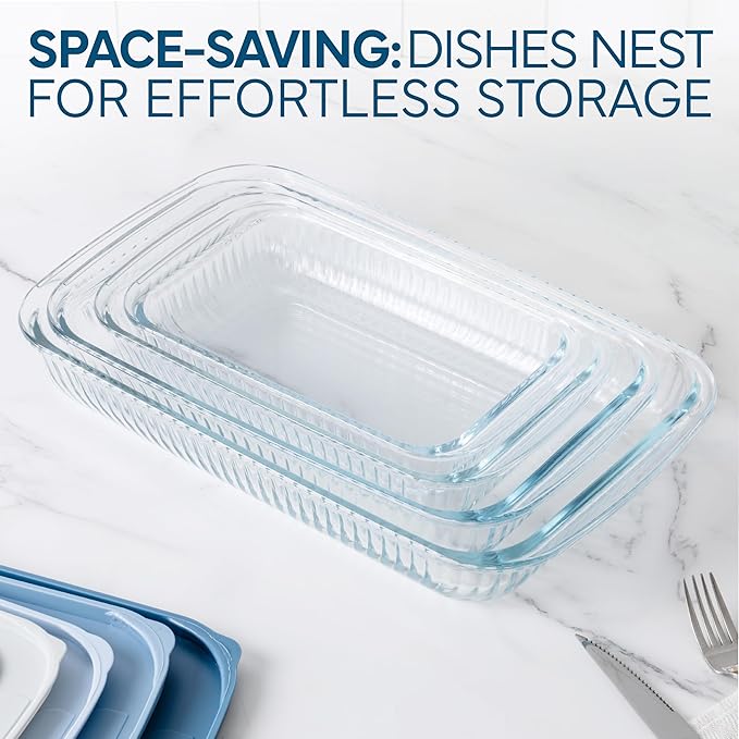 COOK WITH COLOR 8-Piece Deep Glass Baking Dish Set with Plastic Lids – - Image 3