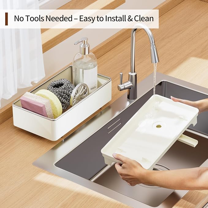 Sponge Holder for Kitchen Sink – Rustproof Stainless Steel, 360° Rotating Drain - Image 5
