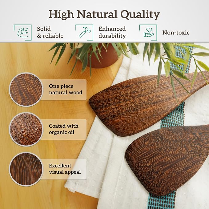 Wooden Cooking Spatula Set, Natural Wenge Wood Spatulas - Image 3