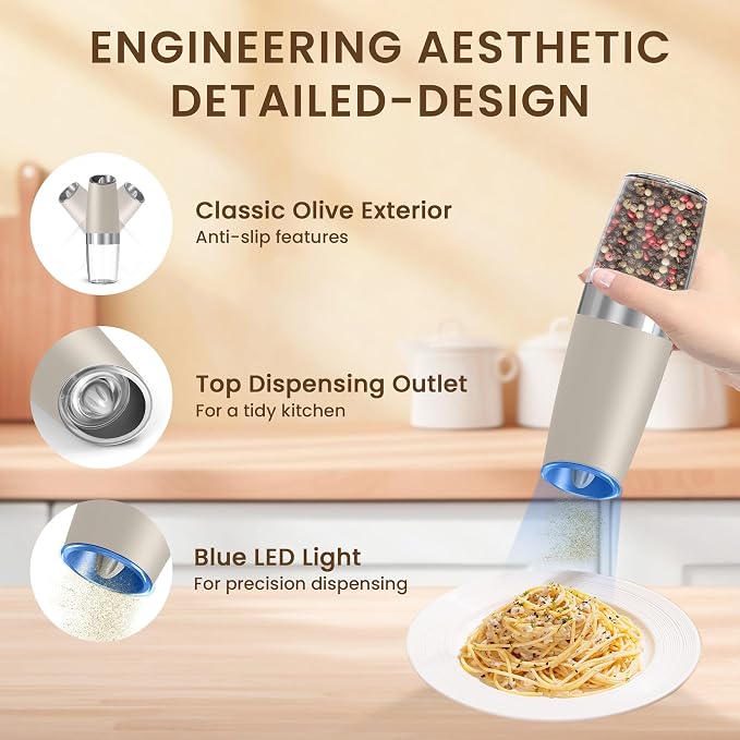 Gravity Electric Salt And Pepper Grinder Set, Automatic Salt And Pepper Grinder - Image 4
