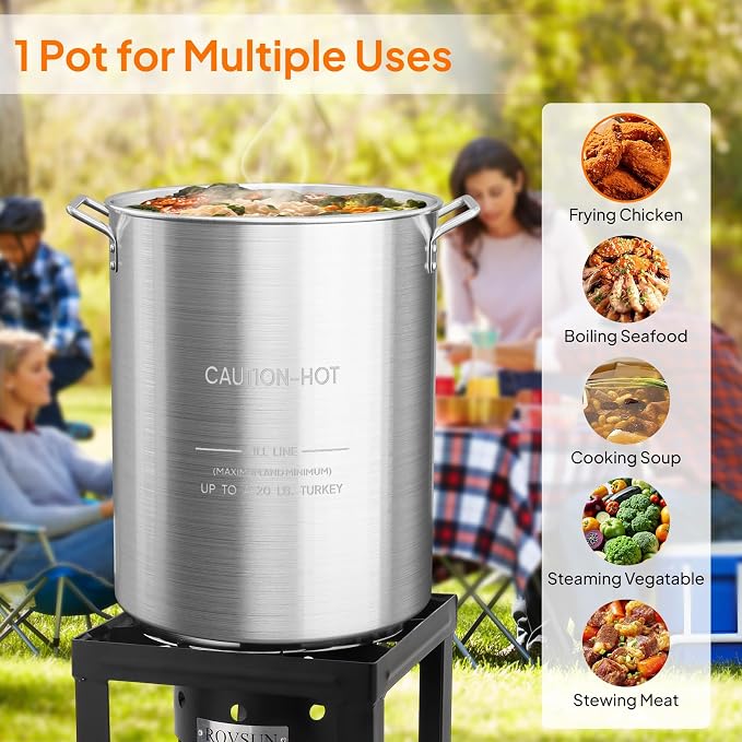 Bonnlo 30QT Aluminum Stock Pot for Boiling Seafood, Crawfish & Crab, Frying - Image 2